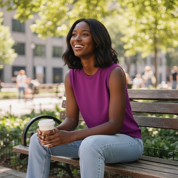 J. Crew Purple Sleeveless Sweater Cotton Tank Top Quiet Luxury Chic Layering S - Picture 3 of 6